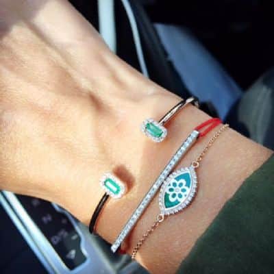 צמיד פתוח אמרלדים ויהלומים