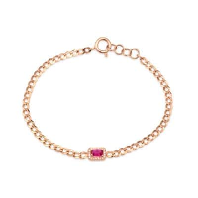 צמיד חוליות גורמט עם אבן משובצת יהלומים