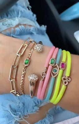 צמיד חוליות גורמט עם אבן משובצת יהלומים