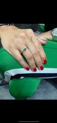 טבעת אמרלד באגט משובצת, טבעת שרשרת חוליות