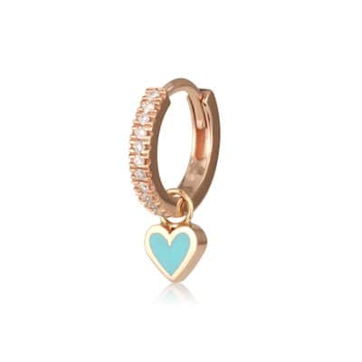 חישוק משובץ עם לב אמייל תלוי מודולרי