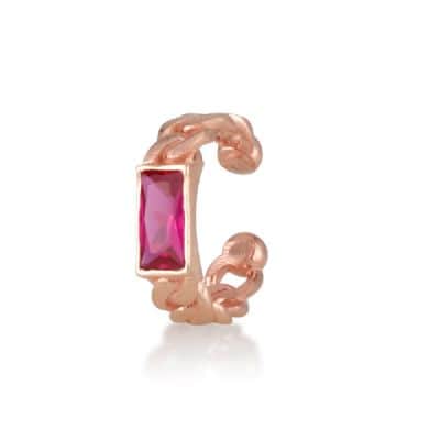 עגיל הליקס חובק עגול בצורת שרשרת חוליות עם אבן