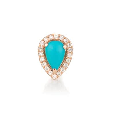 עגילי נועה - עגיל טיפה טורקיז משובץ יהלומים