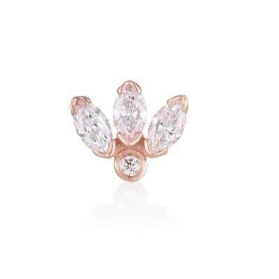 עגיל יהלומים בצורת לוטוס