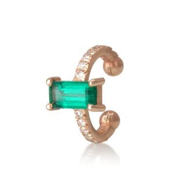 עגיל הליקס אמרלד באגט משובץ יהלומים