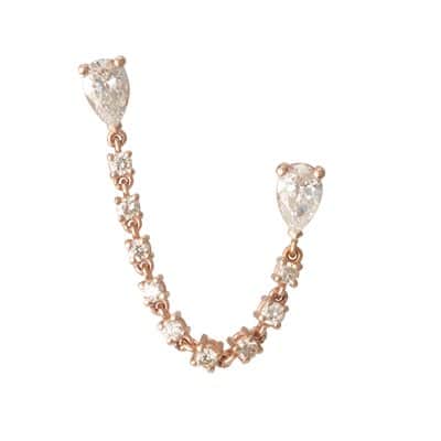 עגיל יהלומים טיפות עם שרשרת יהלומים