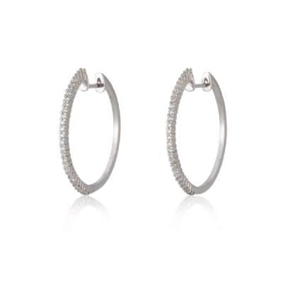 עגילי חישוק יהלומים מדיום