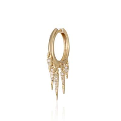 עגילי חישוק קטנים עם משולשים נופלים משובצים